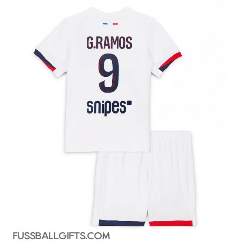 Paris Saint-Germain Goncalo Ramos #9 Fußballbekleidung Auswärtstrikot Kinder 2025-26 Kurzarm (+ kurze hosen)